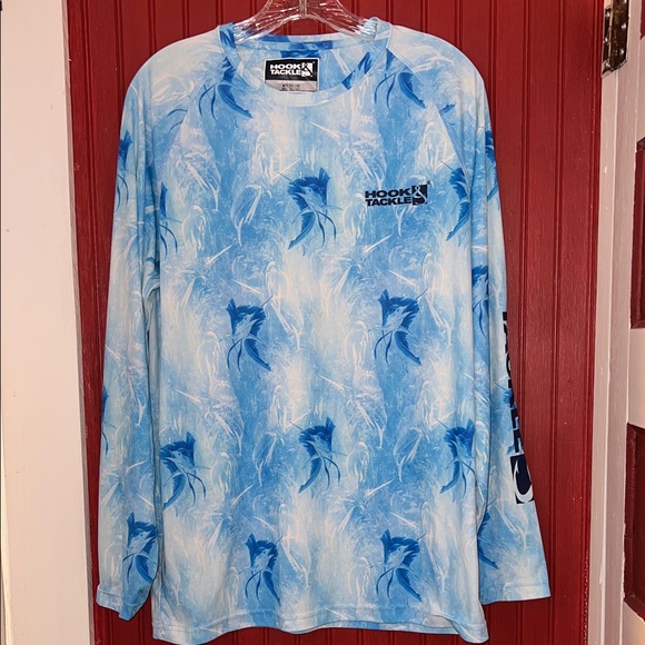 Hook & Tackle Blue Long Sleeve Tee Fishing M - Picture 2 of 9